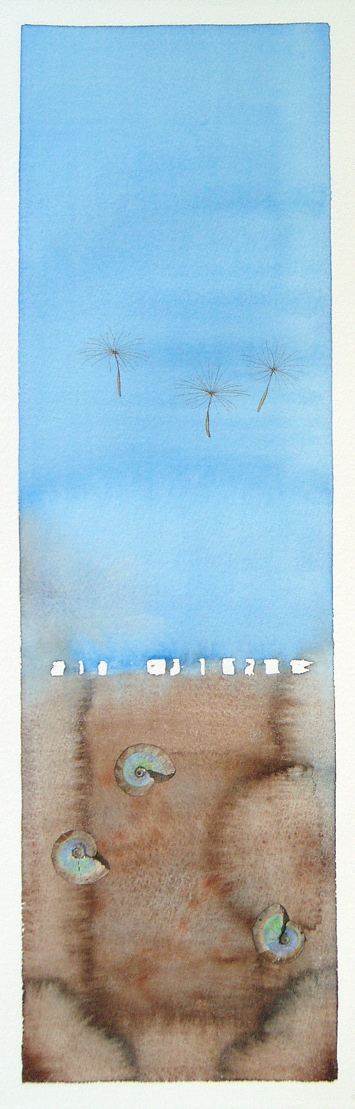 Three and Three (58 x 19 cm) water colour